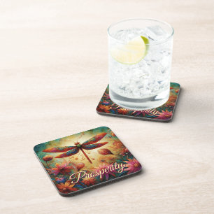 Whimsical Dragonfly Floral Abstracte kunst Welvaar Bier Onderzetter
