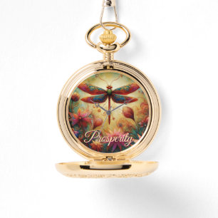 Whimsical Dragonfly Floral Abstracte kunst Welvaar Horloge