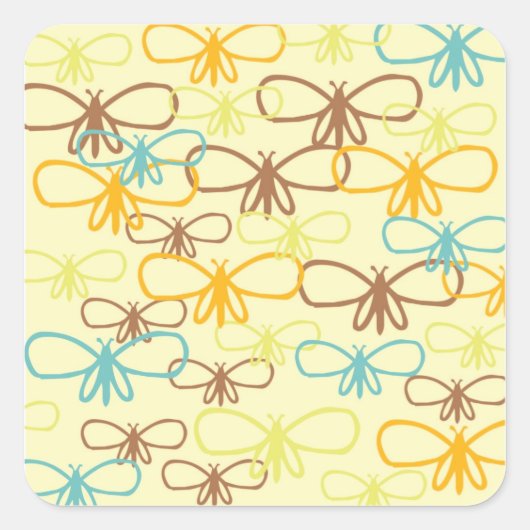 Whimsical Dragonfly Line Art Vlinders Vierkante Sticker (Voorkant)