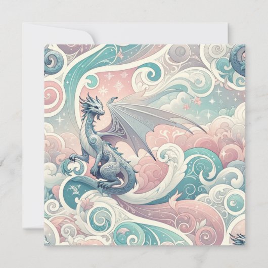 Whimsical Drakes: Pastel Dragon Fantasy Kaart (Voorkant)