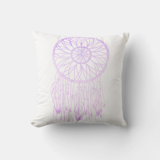 Whimsical Dream Catcher Lavender Waterverf Kussen (Voorkant)