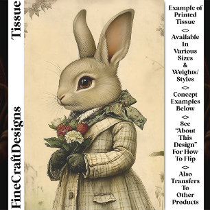 Whimsical Dressed Rabbit, Bloemen CK4 Decoupage Tissuepapier