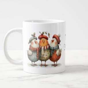 Whimsical Drie Franse Kippen 12 Dagen Kerstmis Extra Grote Beker