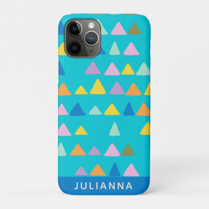 Whimsical Driehoek Patroon Turquoise Gepersonalise iPhone 11 Pro Hoesje