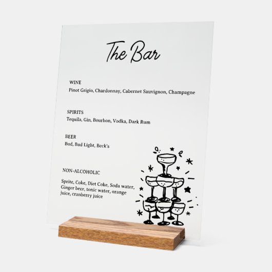 Whimsical Drink Bar Menu Acryl Teken Acryl Bord (Hoek)