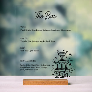 Whimsical Drink Bar Menu Acryl Teken Bord