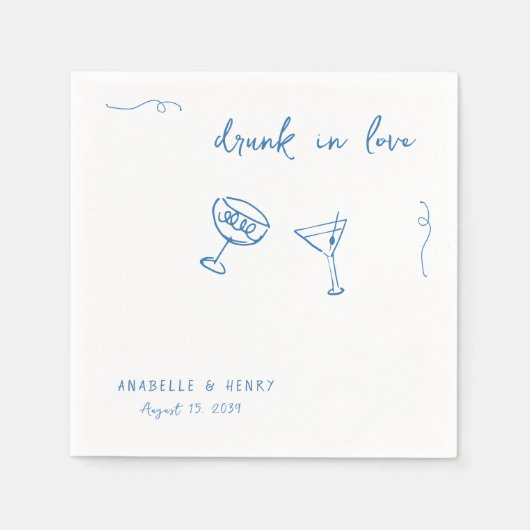 Whimsical Drink in Love Handwriting Script Wedding Servet (Voorkant)