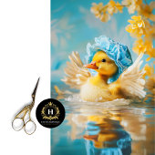 Whimsical Duckling in Blue Bonnet Decoupage Tissuepapier