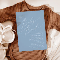 Whimsical Dusty Blue Baby Brunch Invitation