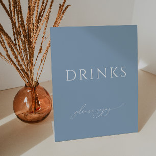 Whimsical Dusty Blue Baby shower Drinken Reclamebord Met Voetstuk