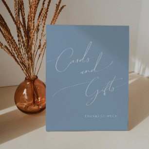 Whimsical Dusty Blue Baby shower Kaarten en gesche Reclamebord Met Voetstuk