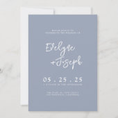 Whimsical Dusty Blue Boho All in One Wedding Kaart (Voorkant)