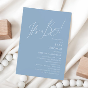 Whimsical Dusty Blue Het is een Boy Baby shower Kaart