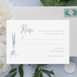 Whimsical Dusty Blue Wedding RSVP Kaart