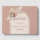 Whimsical Dusty Pink Pampas Floral Boho Wedding Gastenboek (Voorkant)
