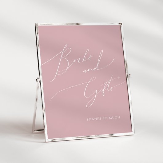 Whimsical Dusty Roos Baby shower Boeken en geschen Poster