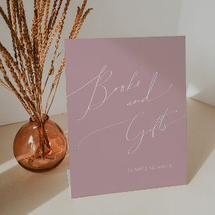 Whimsical Dusty Roos Baby shower Boeken en geschen Reclamebord Met Voetstuk