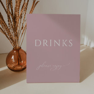 Whimsical Dusty Roos Baby shower Drinken Reclamebord Met Voetstuk