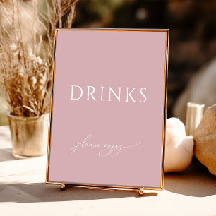 Whimsical Dusty Roos Baby shower Drinken Teken Poster