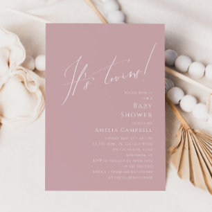 Whimsical Dusty Roos Het is Twins Baby shower Kaart