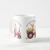 Whimsical Easter Bunny Boerderij  Tractor Koffiemok (Voorkant links)