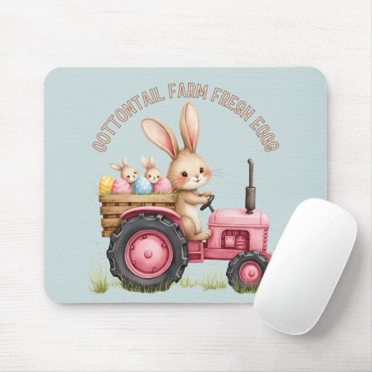 Whimsical Easter Bunny Boerderij  Tractor Muismat (Met muis)
