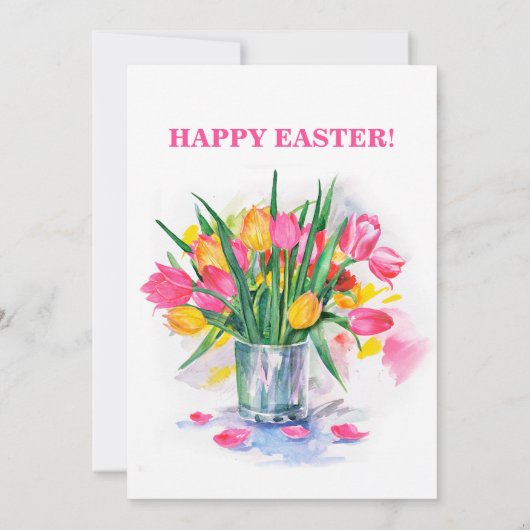 Whimsical Easter Bunny Eggs Tulips Invitation (Dos)