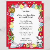 Whimsical Easter Bunny en Poem Kind Letter Game (Voorkant / Achterkant)