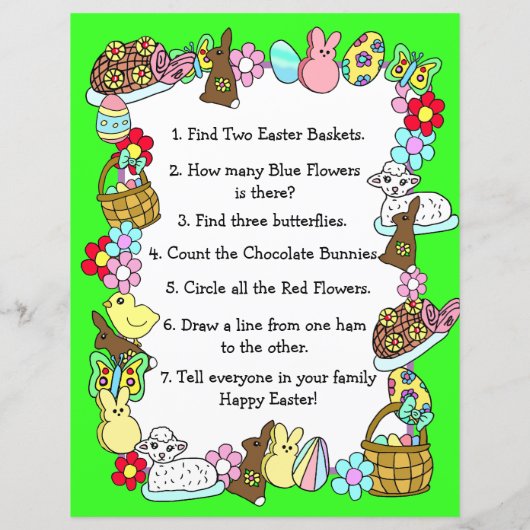Whimsical Easter Bunny en Poem Kind Letter Game (Achterkant)