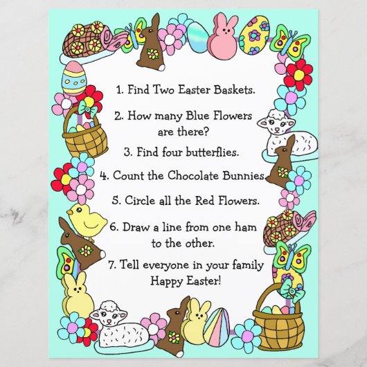 Whimsical Easter Bunny en Poem Kind Letter Game (Achterkant)