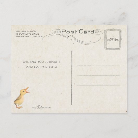 Whimsical Easter Duck Family Briefkaart (Achterkant)