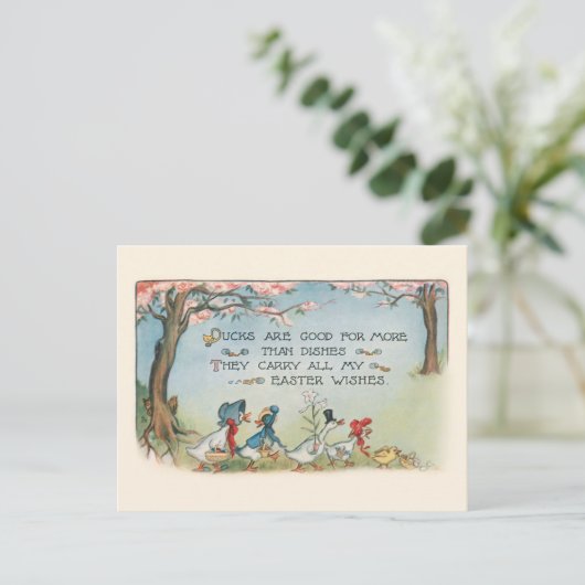 Whimsical  Easter Duck Family Briefkaart (Staand voorkant)