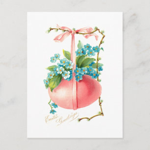 Whimsical  Easter Egg, Ribbon and Flowers Briefkaart