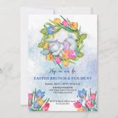 Whimsical Easter Eggs en Bunny Tulips Kaart (Voorkant)