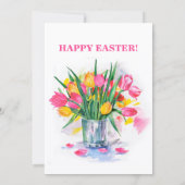 Whimsical Easter Eggs en Bunny Tulips Kaart (Achterkant)