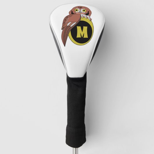 Whimsical Eastern Screech Owl Monogram Golfheadcover (Voorkant)