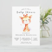 Whimsical Editable Giraffe Baby shower Kaart (Staand voorkant)