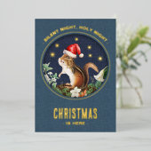 Whimsical Eekhoorn Bos Dieren Kerstmis Kaart (Staand Voorkant)