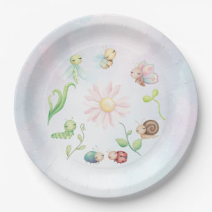 Whimsical een beetje liefde bug regenboog Vrijgeze Papieren Bordje