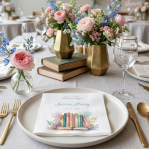 Whimsical Een Nieuwe Hoofdstuk Boek Bruidsfeest Servet