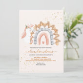 Whimsical Eenhoorn Baby shower Kaart (Staand voorkant)