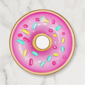 Whimsical eenhoorn donut meisje verjaardag bedankjes labels (Achterkant)