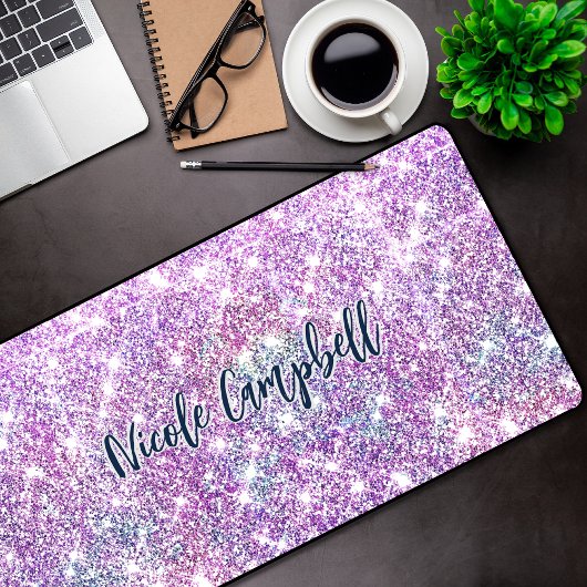 Whimsical eenhoorn paarse glitter bureaumat