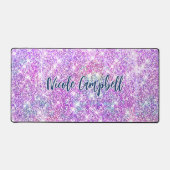 Whimsical eenhoorn paarse glitter bureaumat (Voorkant)