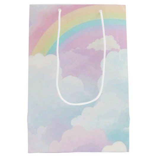 Whimsical Eenhoorn Regenboog Verjaardagsfeest Gift Medium Cadeauzakje (Achterkant)