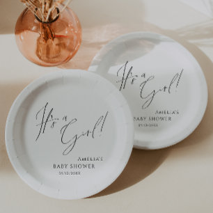 Whimsical Eenvoudig Neutraal Het is een Meisje! Ba Papieren Bordje