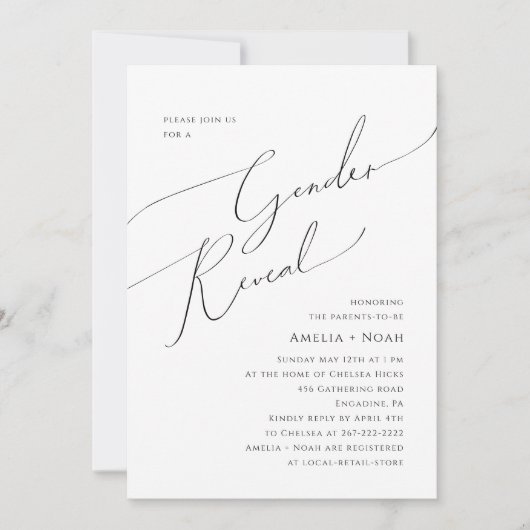 Whimsical Eenvoudige Neutrale Baby Geslacht Onthul Kaart (Voorkant)