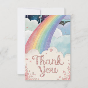 Whimsical Eenvoudige Regenboog en Wolken Bedankkaart