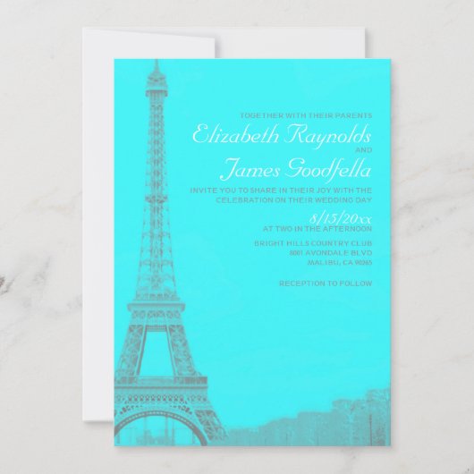 Whimsical Eiffel Tower Wedding Invitations Kaart (Voorkant)