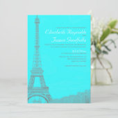 Whimsical Eiffel Tower Wedding Invitations Kaart (Staand voorkant)